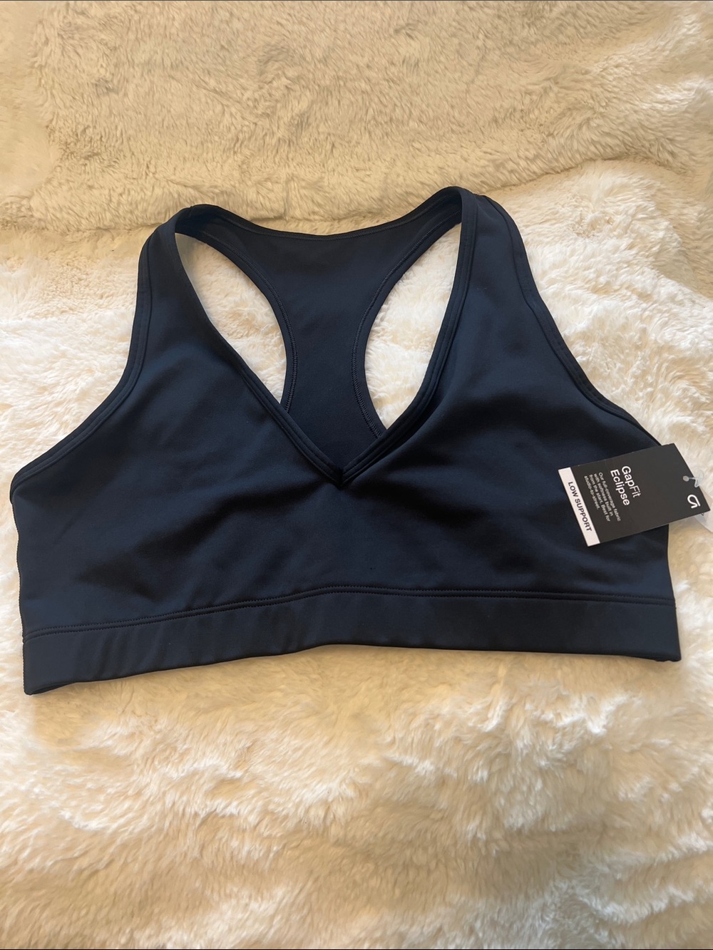 GAP Black Racerback V‑Neck Sports Bra